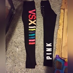 PINK Victoria's Secret Black and Red Leggings